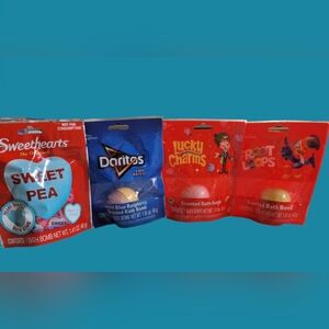 NEW BATH BOMBS LOT 4 ~ FROOT LOOPS ~ LUCKY CHARMS ~ DORITOS ~ SWEETHEARTS